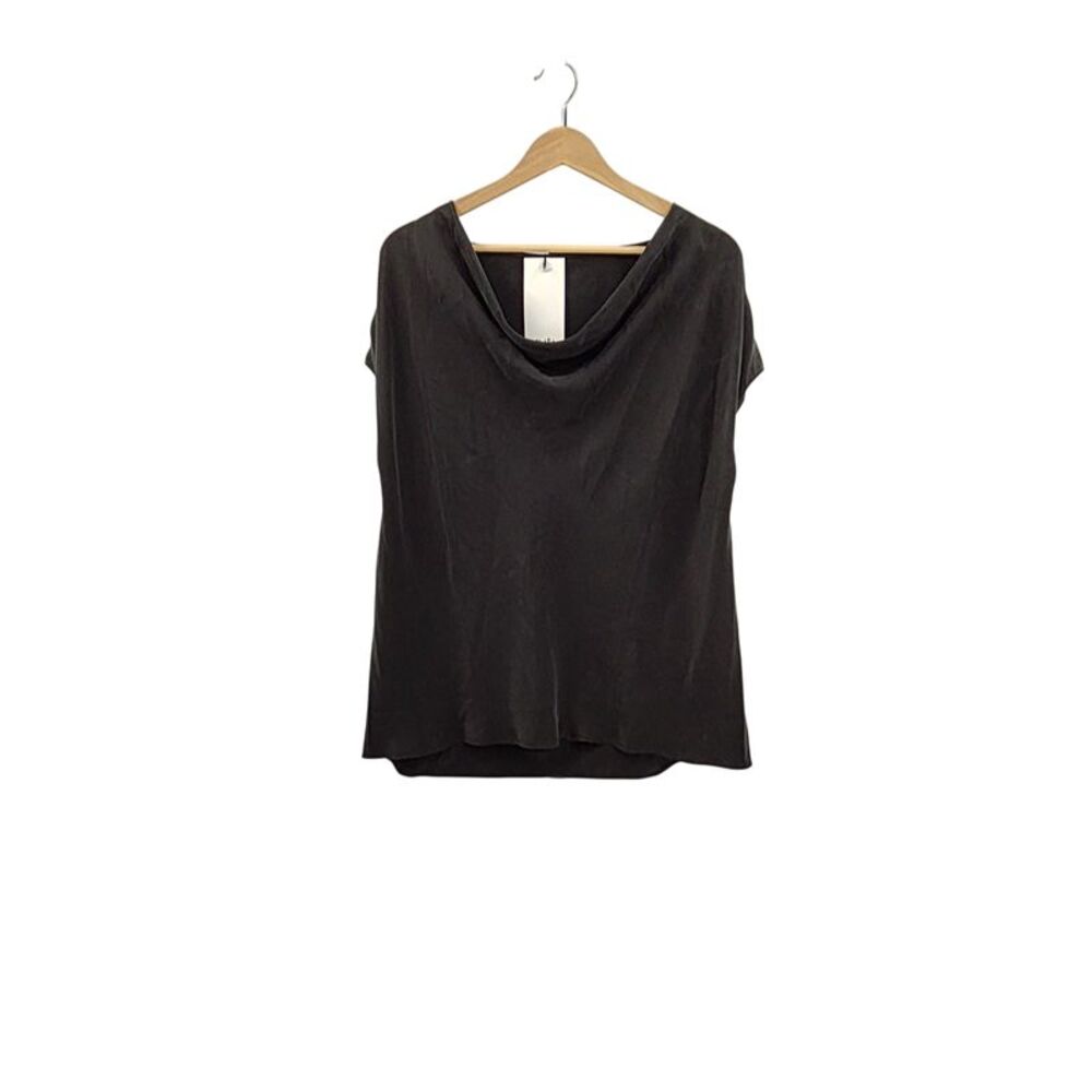 Ruti Women Washable Silk Cowl Neck Top Black Sleeved 16
